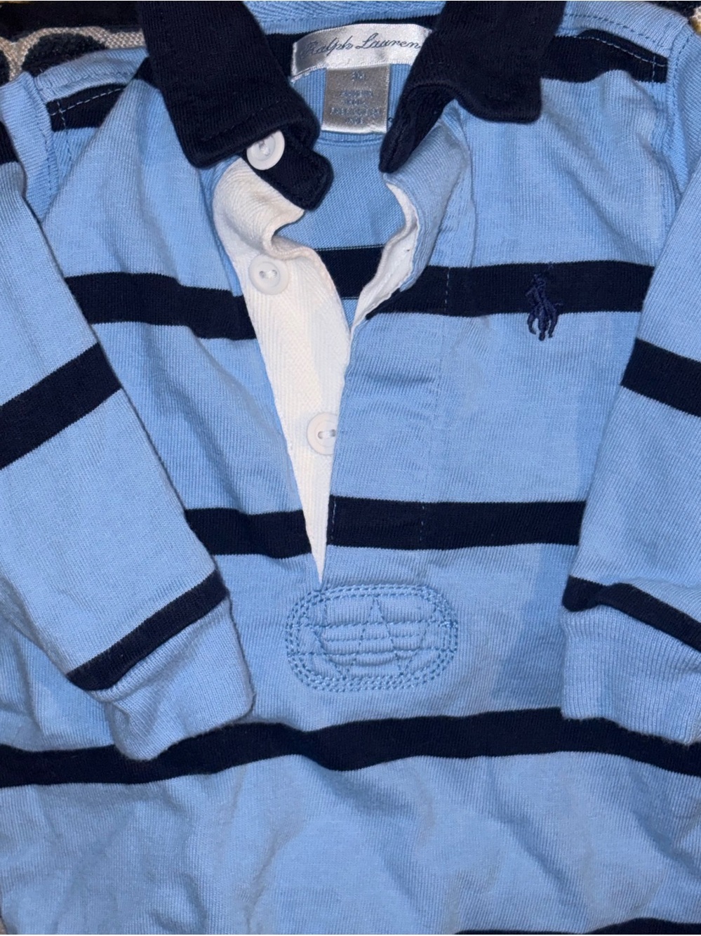 Polo by Ralph Lauren Kids Blue & Navy Striped Rugby Shirt 3m